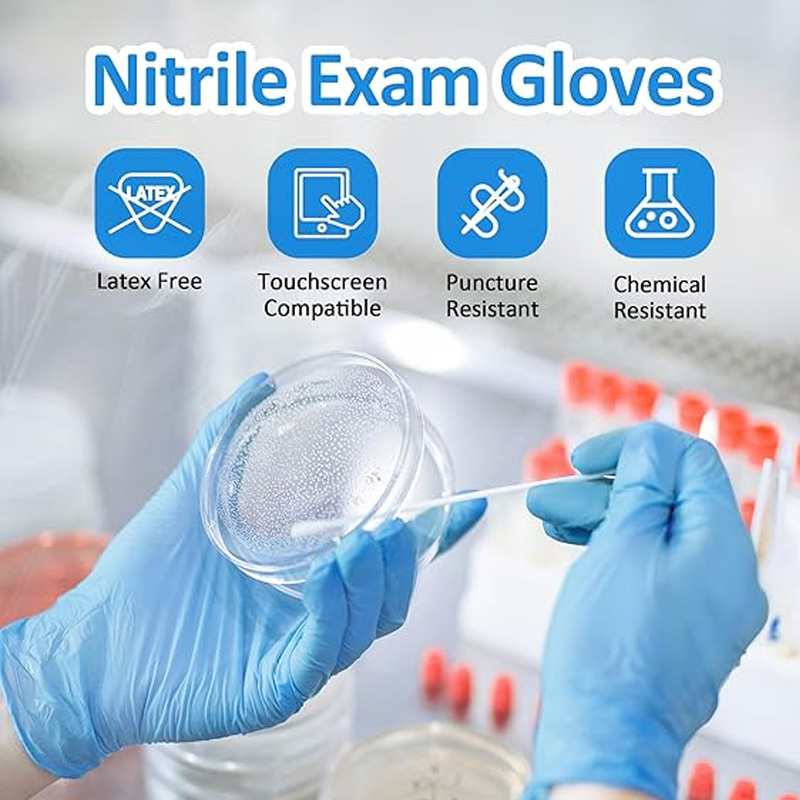 Exam Glove Nitrile - Medizinische blaue Nitrilhandschuhe, 100er-Pack, latexfrei, puderfrei,