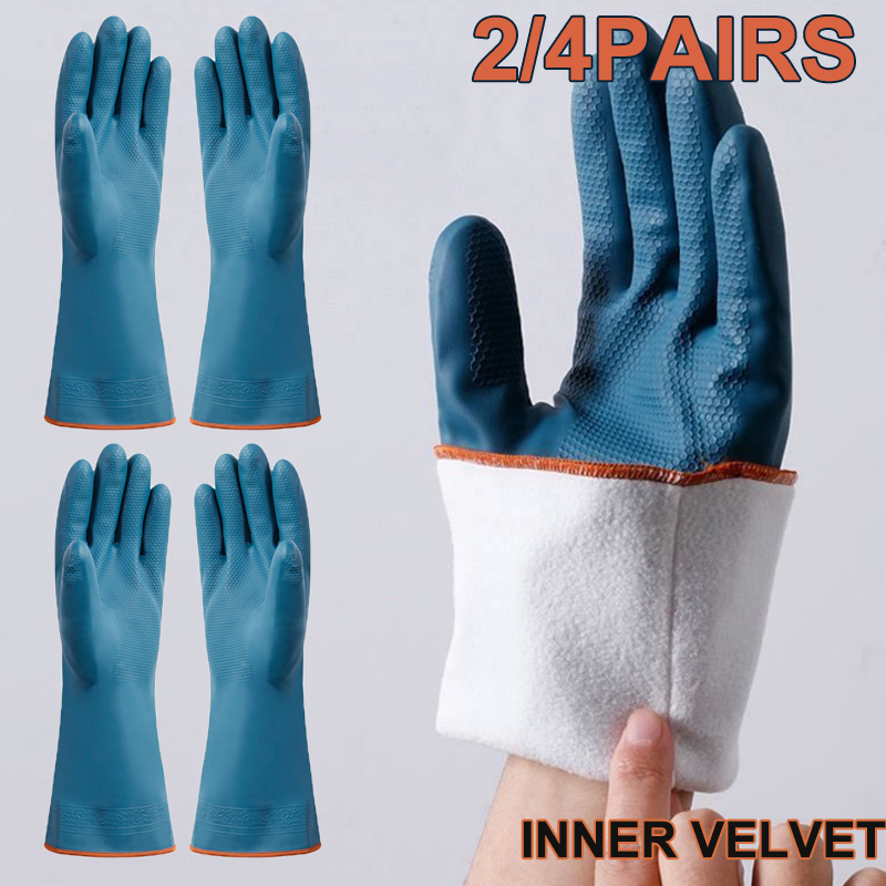 Rubber Glove Cleaning - 2/4 Paar wasserdichte Handschuhe mit Fleece,
